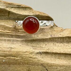 Ornate Rust Carnelian Sterling Silver Rings